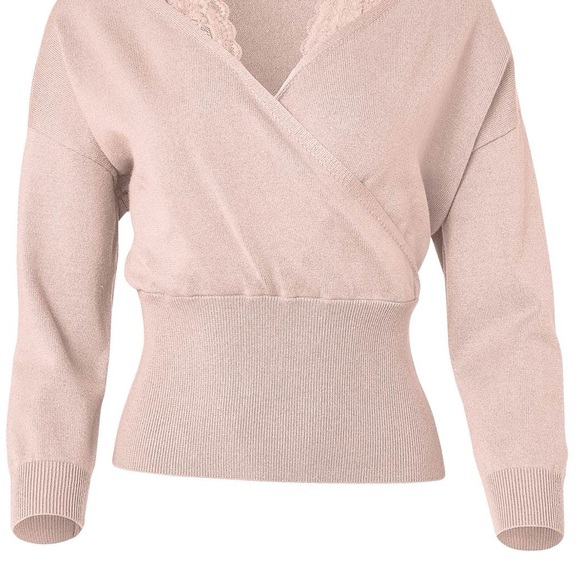 VENUS Crossfront Lace Sweater | M | Blush / Pink - Picture 5 of 10
